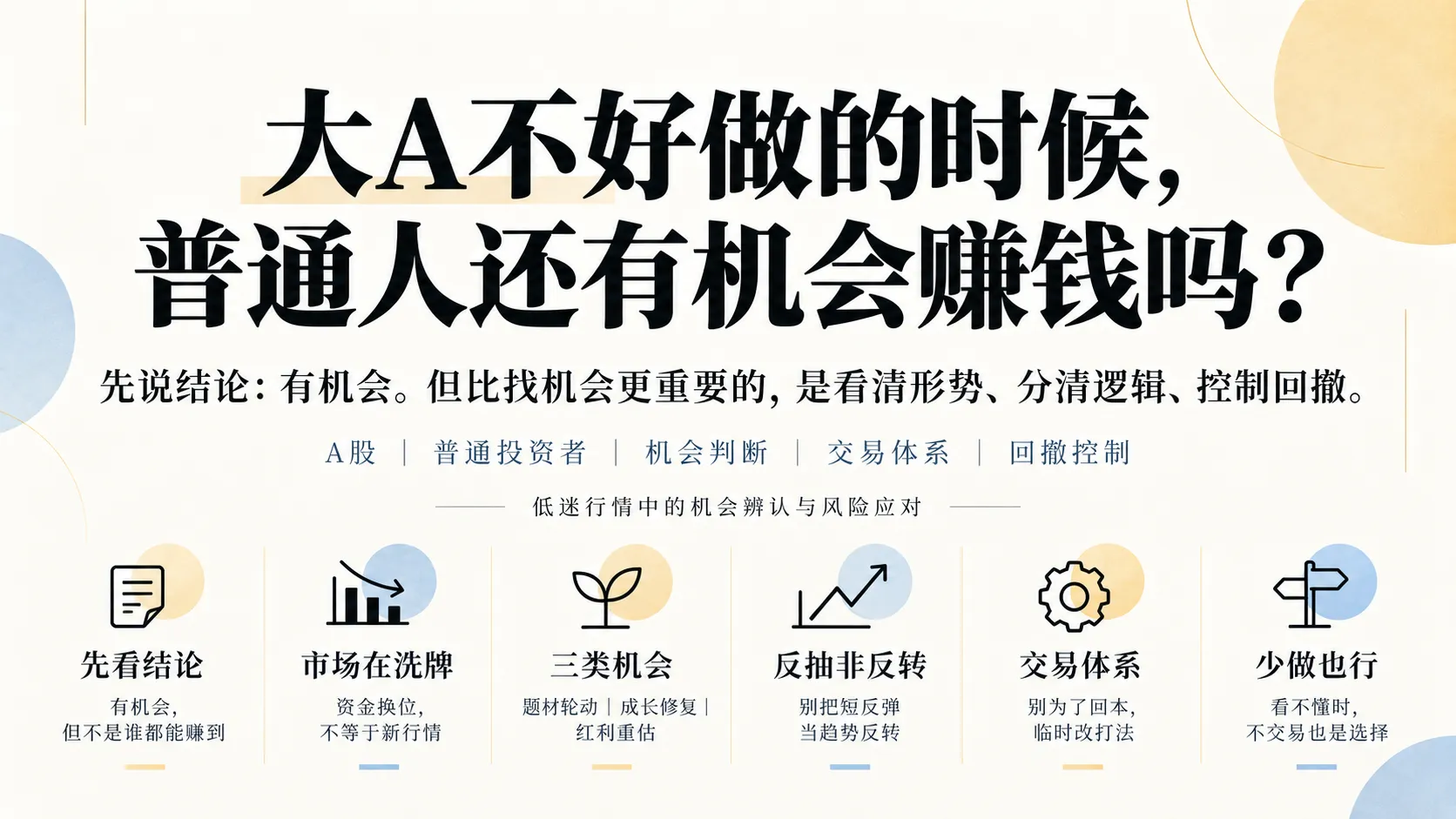 《大A不好做的时候，普通人还有机会赚钱吗？》的文章封面。
